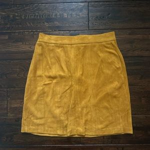Earthy Yellow Velvet Pencil Skirt